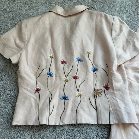 Vintage Donna Morgan Petite Size 12 floral business suit cottage white fairy - Picture 9 of 11